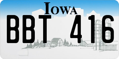 IA license plate BBT416