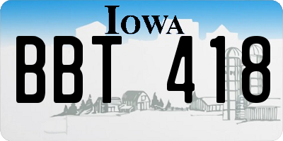 IA license plate BBT418