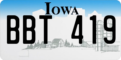 IA license plate BBT419