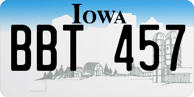 IA license plate BBT457
