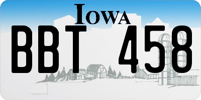 IA license plate BBT458