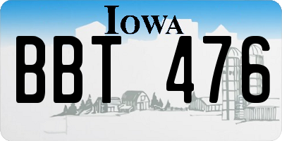 IA license plate BBT476