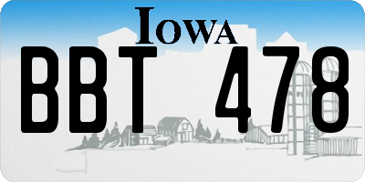 IA license plate BBT478