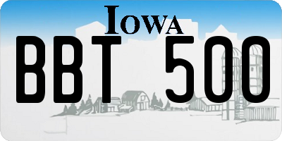 IA license plate BBT500