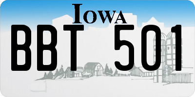 IA license plate BBT501