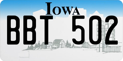 IA license plate BBT502