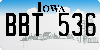 IA license plate BBT536