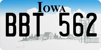 IA license plate BBT562