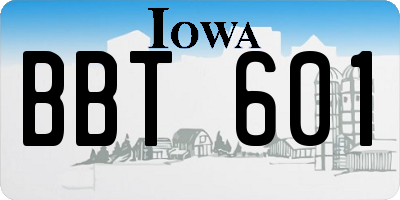 IA license plate BBT601