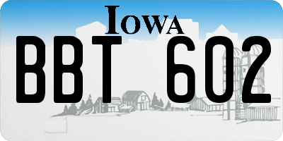 IA license plate BBT602