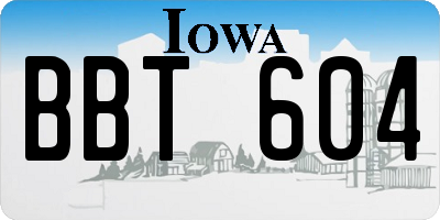 IA license plate BBT604