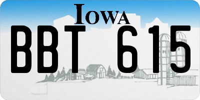 IA license plate BBT615