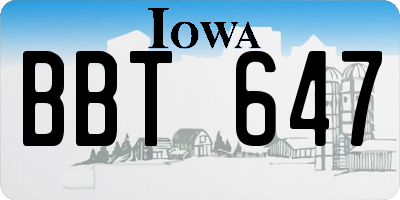 IA license plate BBT647
