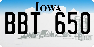 IA license plate BBT650