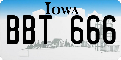 IA license plate BBT666