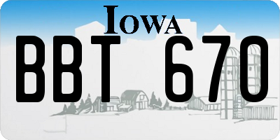 IA license plate BBT670