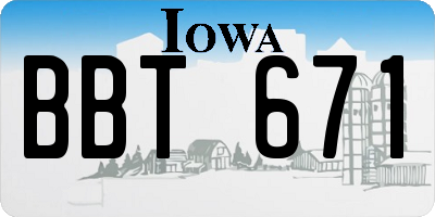 IA license plate BBT671