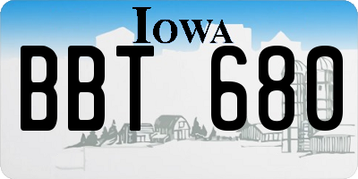 IA license plate BBT680