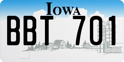 IA license plate BBT701
