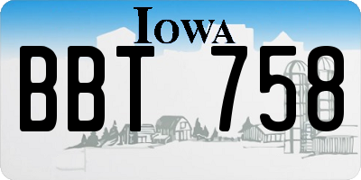 IA license plate BBT758