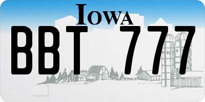 IA license plate BBT777