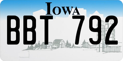 IA license plate BBT792