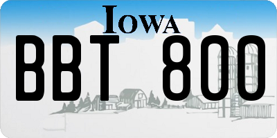 IA license plate BBT800