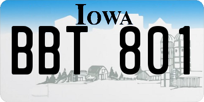 IA license plate BBT801