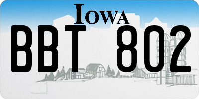 IA license plate BBT802