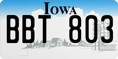 IA license plate BBT803