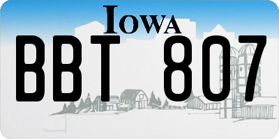 IA license plate BBT807