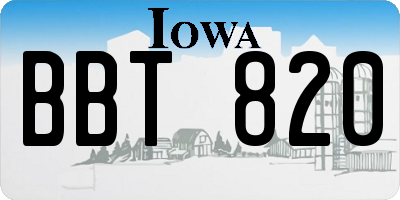 IA license plate BBT820