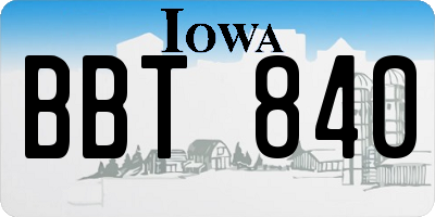 IA license plate BBT840