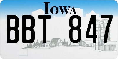 IA license plate BBT847
