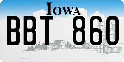 IA license plate BBT860