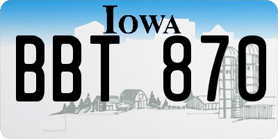 IA license plate BBT870
