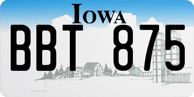 IA license plate BBT875
