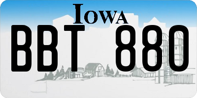 IA license plate BBT880