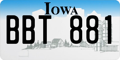 IA license plate BBT881
