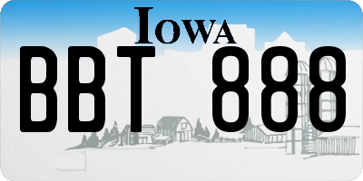 IA license plate BBT888