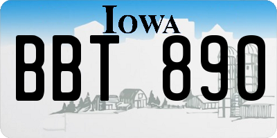 IA license plate BBT890