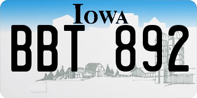 IA license plate BBT892