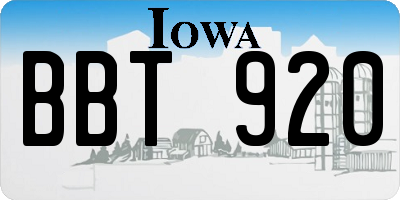IA license plate BBT920
