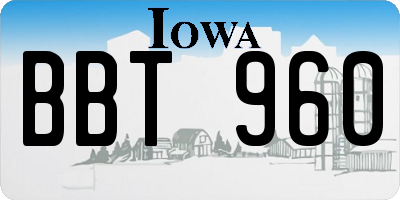 IA license plate BBT960