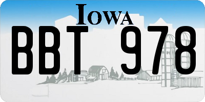 IA license plate BBT978