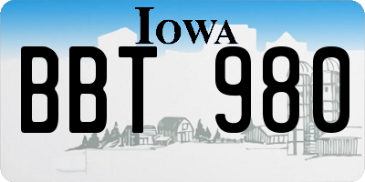 IA license plate BBT980
