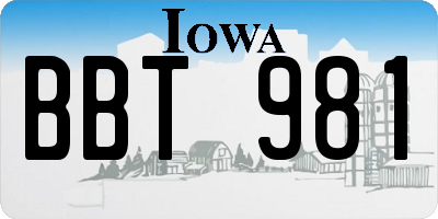 IA license plate BBT981