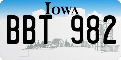 IA license plate BBT982