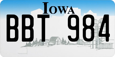 IA license plate BBT984