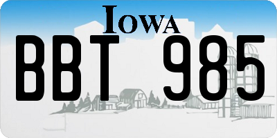 IA license plate BBT985